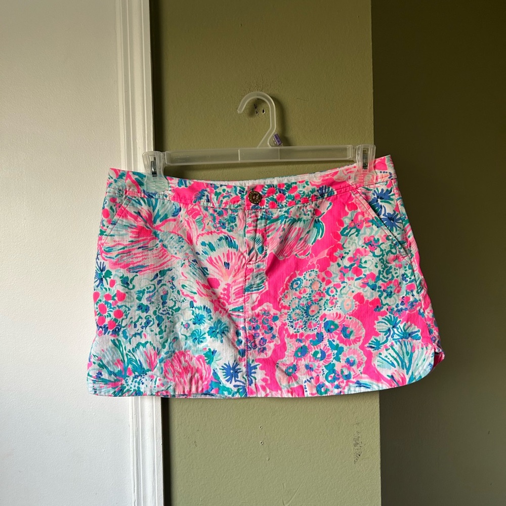 Lilly Pulitzer Pink and Blue Floral Skort Sz 10